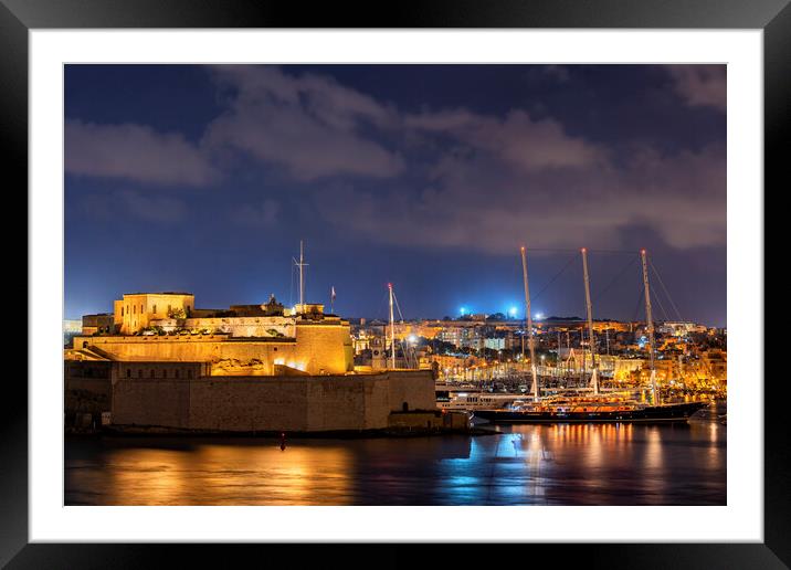 Fort St Angelo and Vittoriosa Marina in Malta Framed Mounted Print by Artur Bogacki