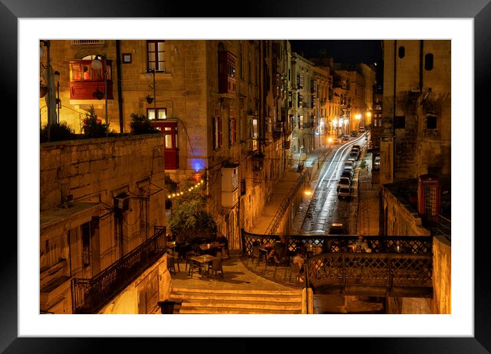 City of Valletta at Night in Malta Framed Mounted Print by Artur Bogacki