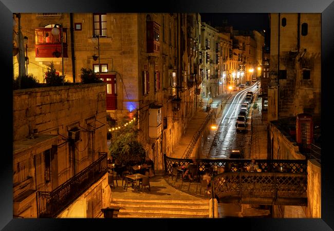 City of Valletta at Night in Malta Framed Print by Artur Bogacki