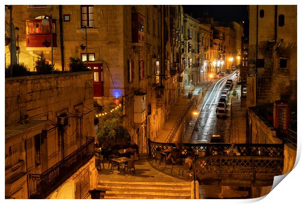 City of Valletta at Night in Malta Print by Artur Bogacki