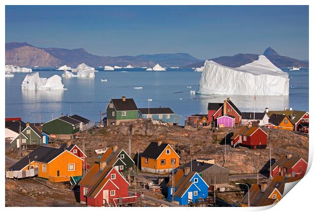 Uummannaq Village and Giant Iceberg, Greenland Print by Arterra 