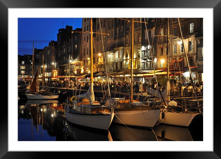 Honfleur Harbour at Night, Normandy Framed Mounted Print by Arterra 