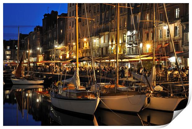 Honfleur Harbour at Night, Normandy Print by Arterra 