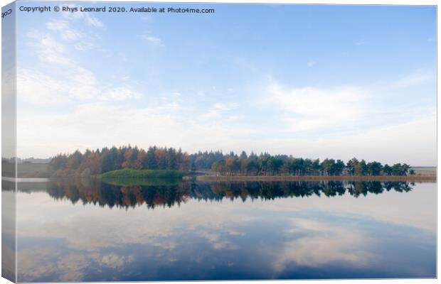 Redmires reservoirs sheffield autumn tree reflections Canvas Print by Rhys Leonard