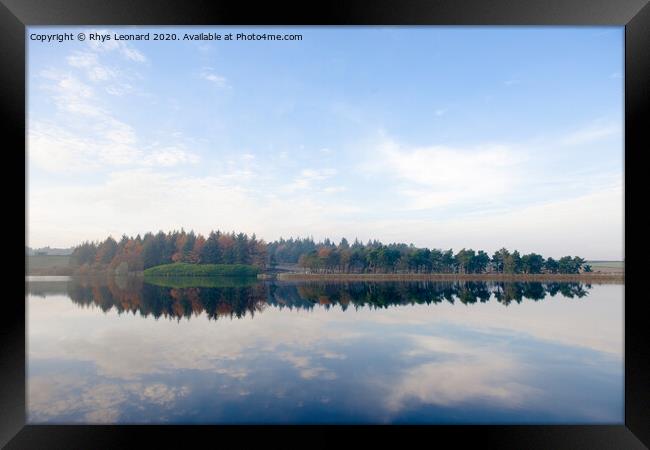 Redmires reservoirs sheffield autumn tree reflections Framed Print by Rhys Leonard