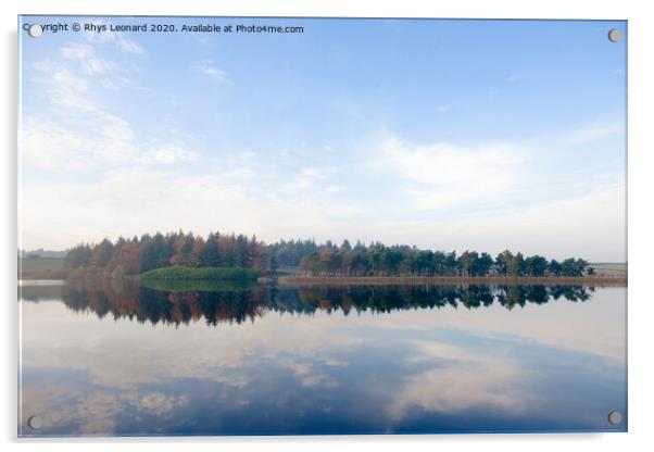 Redmires reservoirs sheffield autumn tree reflections Acrylic by Rhys Leonard