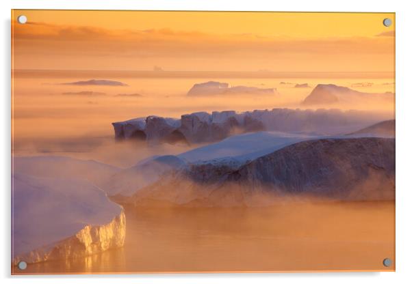 Icebergs at Sunset, Greenland Acrylic by Arterra 