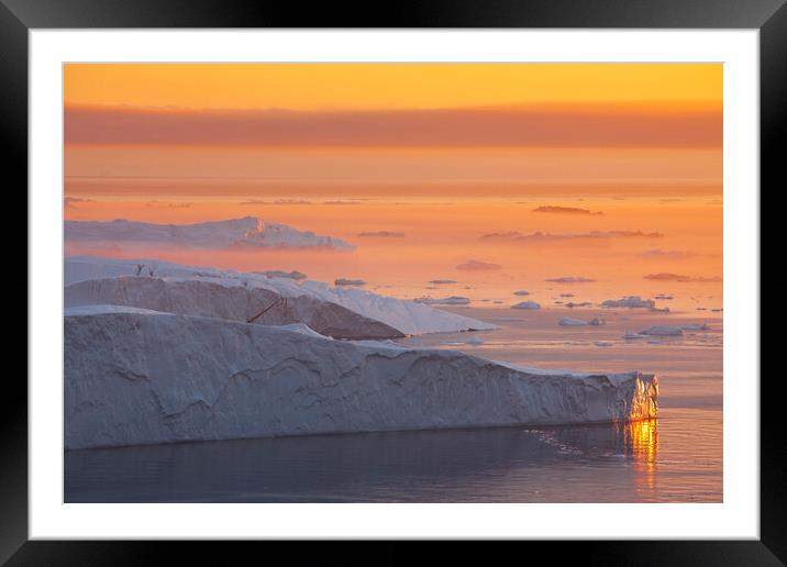Icebergs at Sunset in the Arctic Framed Mounted Print by Arterra 