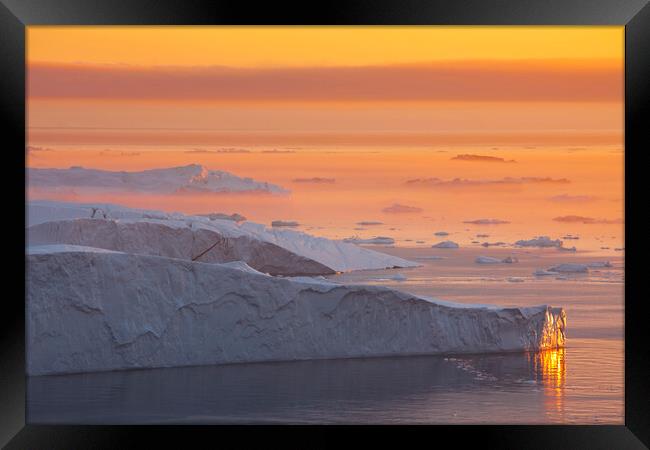 Icebergs at Sunset in the Arctic Framed Print by Arterra 