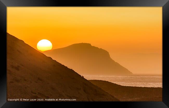 Sunrise over Montana Roja Framed Print by Peter Louer