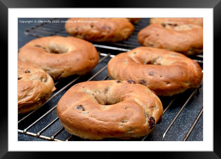 freshly cooked cinnamon and raisin bagels  Framed Mounted Print by Ollie Hully