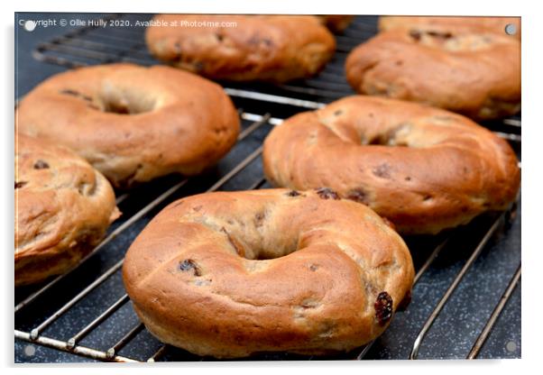 freshly cooked cinnamon and raisin bagels  Acrylic by Ollie Hully