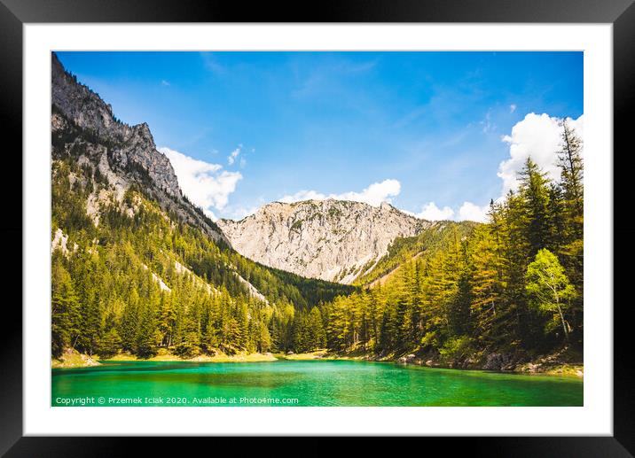 Gruner See, Austria Peaceful mountain view with famous green lake in Styria. Turquoise green color of water. Travel destination Framed Mounted Print by Przemek Iciak