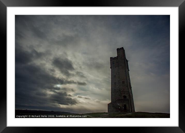 Majestic Castle Hill Tower Amidst Rolling Clouds Framed Mounted Print by Richard Perks