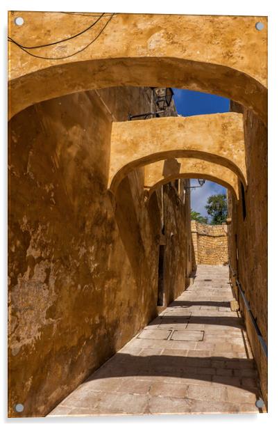 Narrow Street In Gozo Citadel, Malta Acrylic by Artur Bogacki
