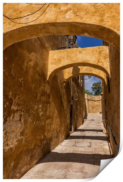 Narrow Street In Gozo Citadel, Malta Print by Artur Bogacki