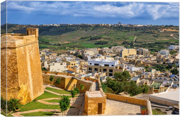 Victoria City In Gozo From Citadel Canvas Print by Artur Bogacki