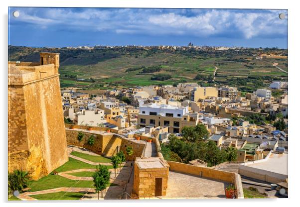 Victoria City In Gozo From Citadel Acrylic by Artur Bogacki