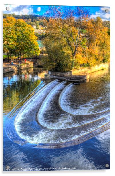 Pulteney Weir River Avon Acrylic by David Pyatt