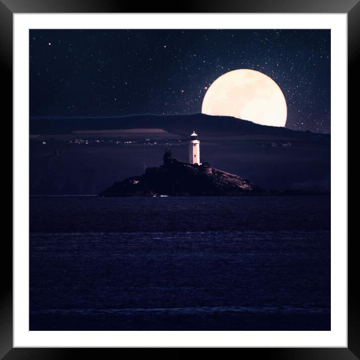 Mystical Godrevy Lighthouse Framed Mounted Print by Beryl Curran