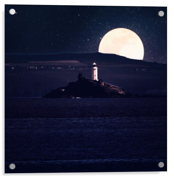 Mystical Godrevy Lighthouse Acrylic by Beryl Curran
