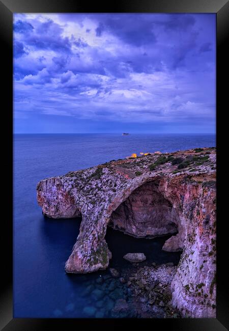 Blue Grotto at Dawn in Malta Framed Print by Artur Bogacki