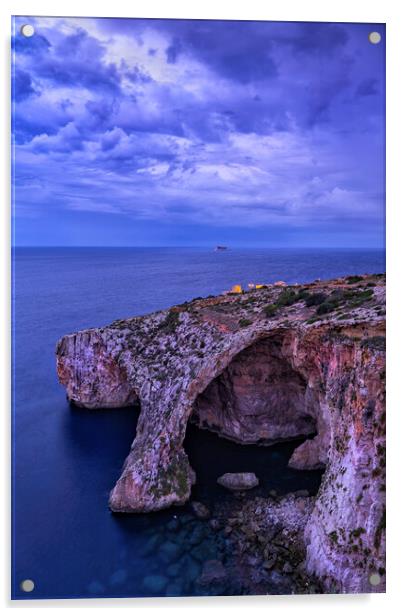Blue Grotto at Dawn in Malta Acrylic by Artur Bogacki