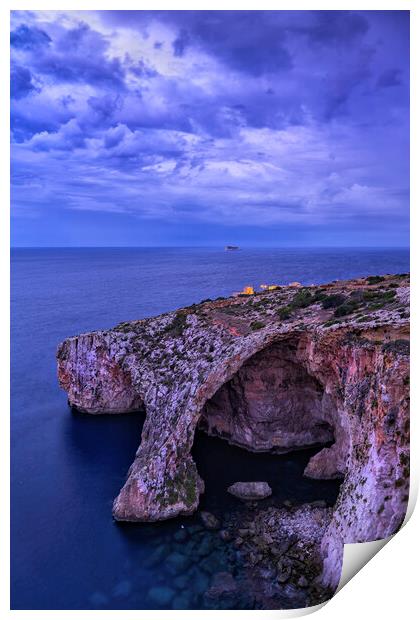 Blue Grotto at Dawn in Malta Print by Artur Bogacki