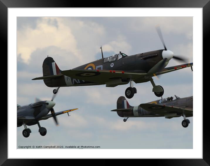 Spitfire Scramble Framed Mounted Print by Keith Campbell
