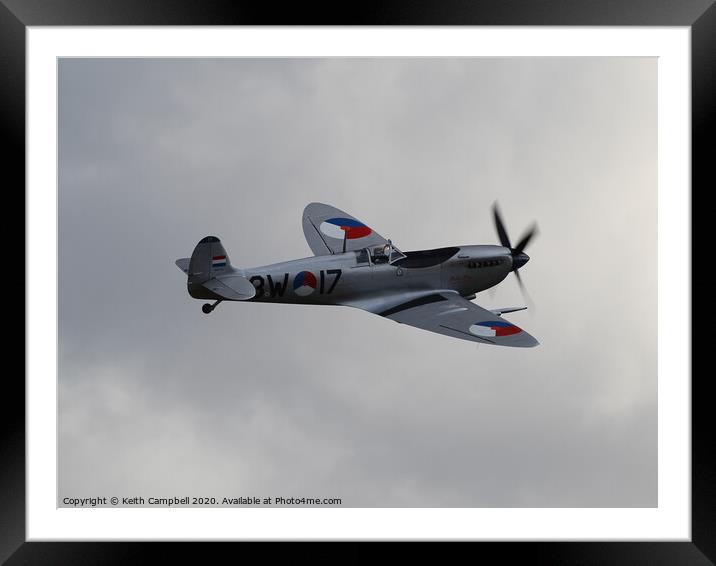 Silver Spitfire Framed Mounted Print by Keith Campbell
