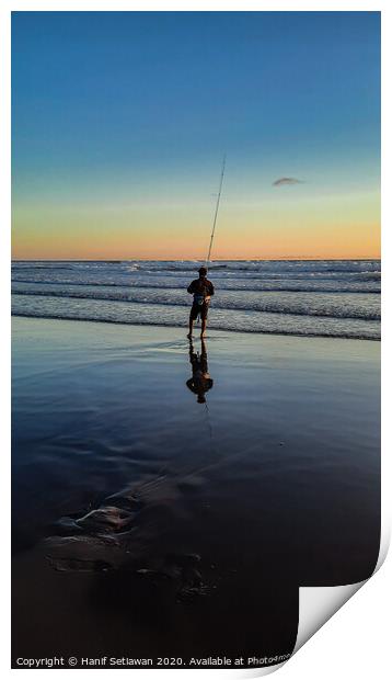 Fisherman beach sunset 2 Print by Hanif Setiawan