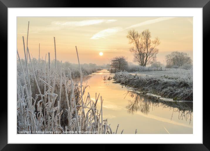 Frosty river sunrise Framed Mounted Print by Emma Varley