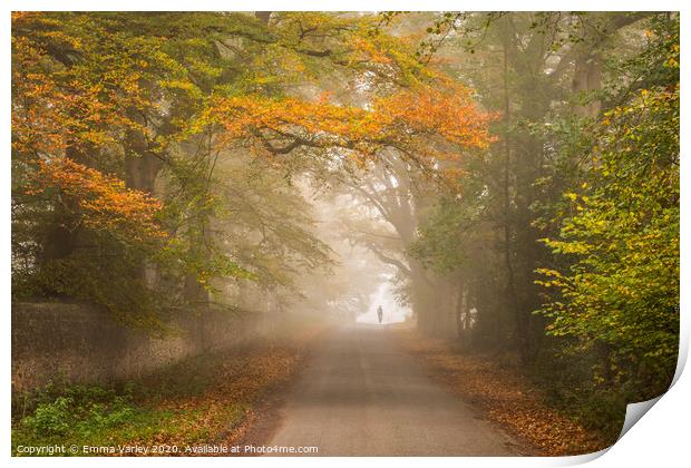 Autumn mists Print by Emma Varley