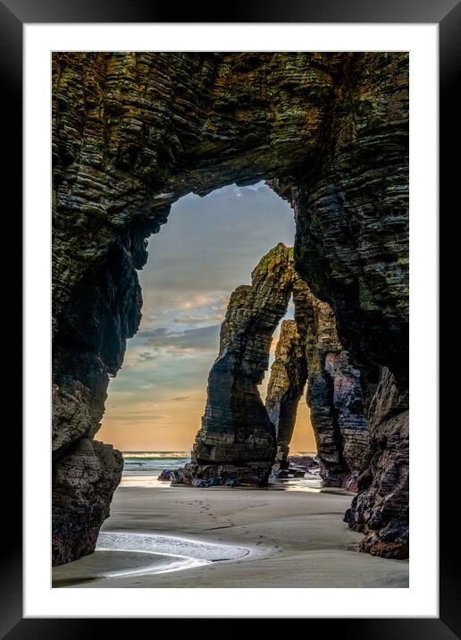 sunrise at the Playa de las Catedrales Beach in Galicia in northern Spain Framed Mounted Print by DiFigiano Photography