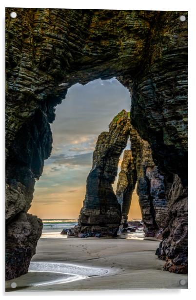 sunrise at the Playa de las Catedrales Beach in Galicia in northern Spain Acrylic by DiFigiano Photography