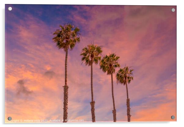 Palm trees sunset  Acrylic by Melanie Viola