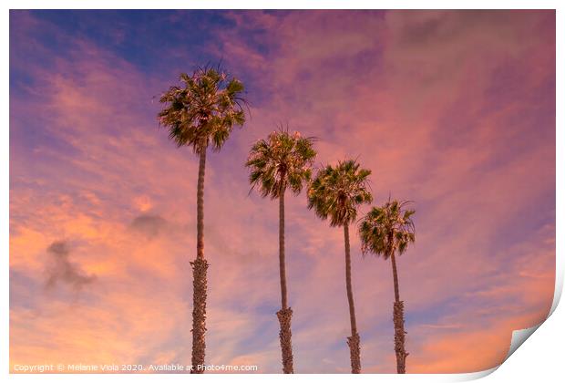 Palm trees sunset  Print by Melanie Viola