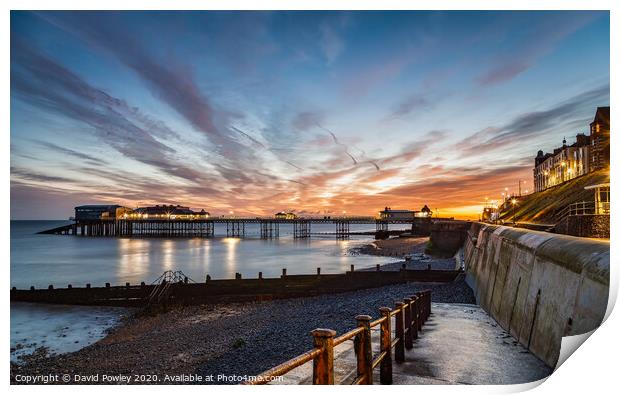 November dawn over Cromer Pier Norfolk Print by David Powley