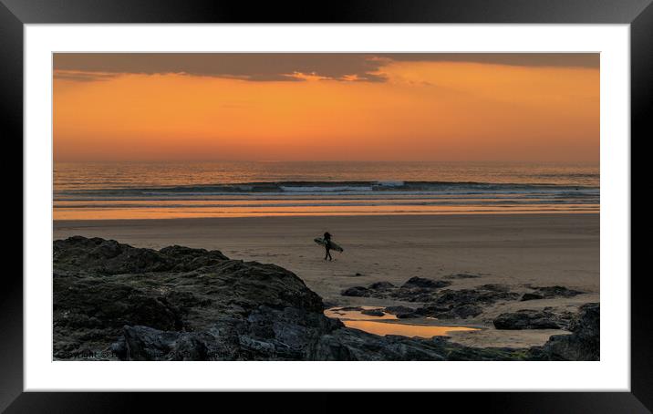 Gwithian sunset Framed Mounted Print by David Belcher