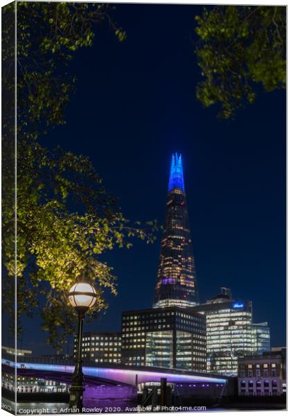 Blue hour at The Shard Canvas Print by Adrian Rowley