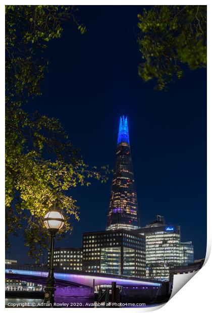 Blue hour at The Shard Print by Adrian Rowley