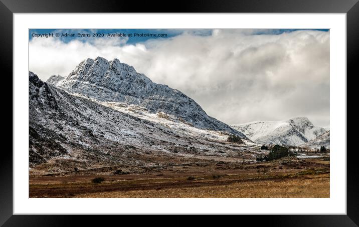 Tryfan Mountains Snowdonia Wales Framed Mounted Print by Adrian Evans