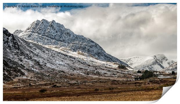 Tryfan Mountains Snowdonia Wales Print by Adrian Evans