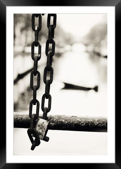 Locked. Amsterdam Canal. Trash Sketches from Amsterdam Framed Mounted Print by Jenny Rainbow