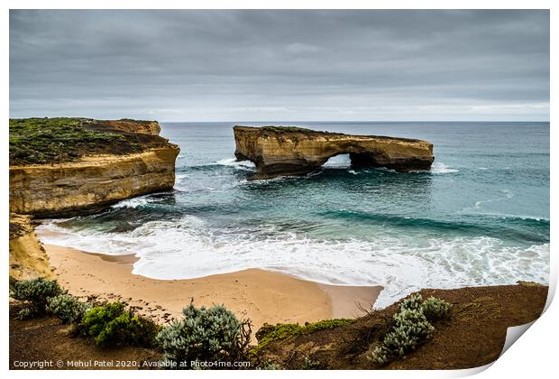 London Arch (London Bridge) rock formation on the coast by the Great Ocean Road, Victoria, Australia Print by Mehul Patel