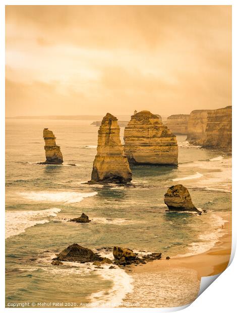 Twelve Apostles cliffs by the Great Ocean Road, Victoria, Australia Print by Mehul Patel