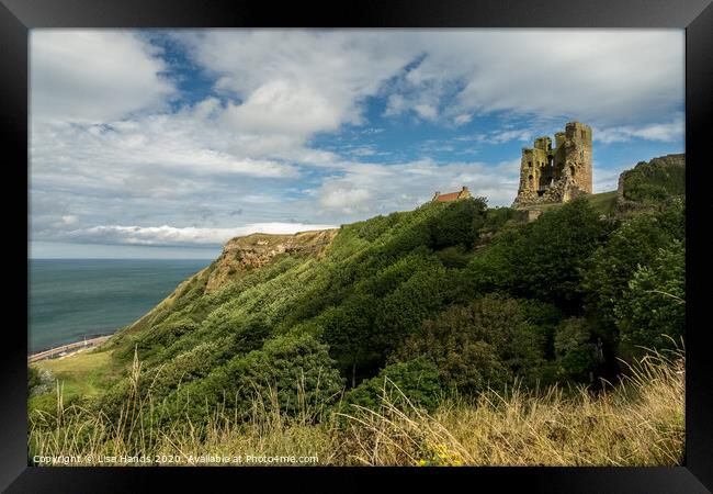 Looking out to sea - Scarborough Castle. Framed Print by Lisa Hands