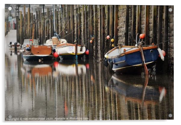 West Looe Reflections, Cornwall. Acrylic by Neil Mottershead