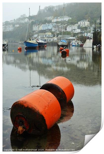 Looe Harbour Reflections. Print by Neil Mottershead