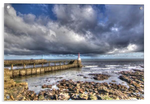 Amble pier Northumberland Coast Acrylic by David Thompson